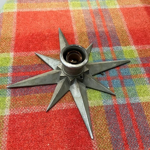 Antique Vintage Original Star Ceiling Lamp Light Flush Mount Metal Starburst 12" Cover