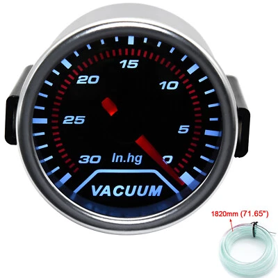 52mm Universal Car Vacuum Gauge -30~0 in.Hg Meter Auto White LED Pointer Gauge - Image 1 of 4