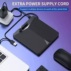 External CD DVD Drive USB 3.0 Writer Burner Player for PC Laptop Windows 11 10 - Photo 1/22