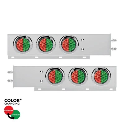 Spring Loaded Light Bar w/ 6 Double Fury Red/Green LED Lights/Visors -2-1/2 Bolt Foto 1 de 4