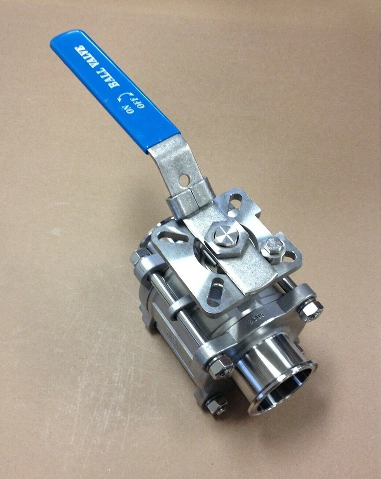2-1/2" 3 Piece Full Port Ball Valve Clamp Ends 316 Stainless Sanitary WOG1000 - Image 1 of 4