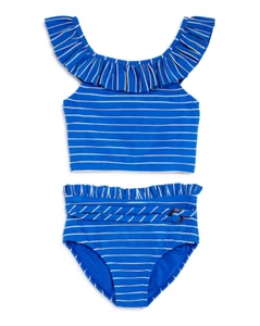 Habitual Kids Girls' Briar Ruffled Two-Piece Swimsuit Blue Size 6X 4322 - Picture 1 of 1