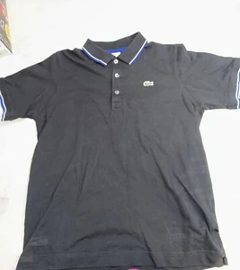 Lacoste Sport Size 5 (L) Polo Shirt 100% Cotton Black Contrast Collar And Sleeve - Picture 1 of 7