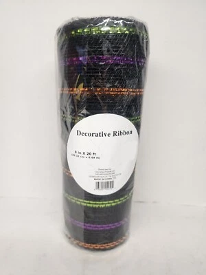 Mesh Craft Wreath 8" x 20 Ft Roll Decorative Ribbon Halloween Theme  - Image 1 of 2