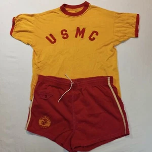 60s Vietnam USMC Marine Corps PT Shorts & T-Shirt Bootcamp R&R Beach Vintage M/L - Bild 1 von 13