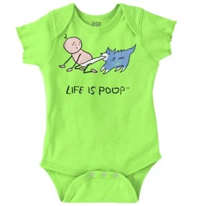 Life is Poop Dog Funny Diaper Shower Gift Newborn Baby Boy Girl Infant Romper - Picture 1 of 15