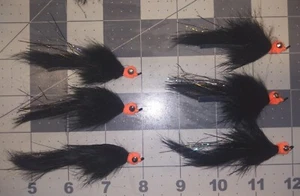 #4  Lead Eyed Black Egg Sucking Leech Bunny Fly 6 each Alaska salmon & Trout fly - Picture 1 of 3