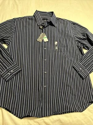 Van Heusen Non Iron Long Sleeve Blue Button Up Shirt Size Large - Image 1 of 4