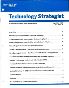 ITHistory (1987/0413) Newsletter: SMITH BARNEY Tech IBM neueste PC-Angebote - Bild 1 von 1