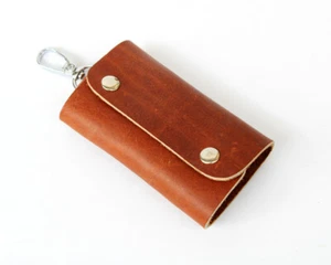 Handmade Leather 6 Hook Snap Button Large Capacity Key Holder Key Case for Men - Picture 1 of 10