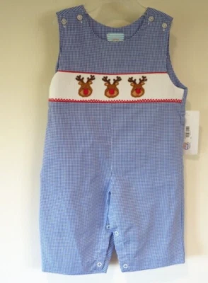 Nuevo con etiquetas Southern Sunshine Smocked Holiday Longall niño talla 9 meses Foto 1 de 2