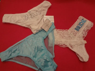 Victorias Secret Conjunto Nupcial 3 PARES Panty Bling PEQUEÑO/OS Conjunto Nuevo con Etiquetas - BR23 Foto 1 de 2