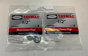 (Qty 8) Hubbell TayMac 1/2" Metal Closure Plugs - Gray - Weatherproof - CP450S - Picture 1 of 4