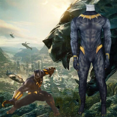 Gold Black Panther 2 Jumpsuit Superhero Cosplay Suit Costume Zentai Halloween - Image 1 of 4