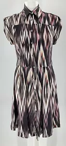 Karen Millen Seide Knopfleiste Designer Fit Flare Kleid Größe UK 10 Sehr guter Zustand kein Gürtel J - Bild 1 von 12