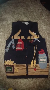 Capacity Vintage Knit Sweater/Vest Country Farm/Apples Womens Size Petite Small - Picture 1 of 12