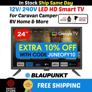 Blaupunkt 24" Inch Google HD Smart TV 12V /240V Chromecast Caravan Car Camper RV - Picture 1 of 9