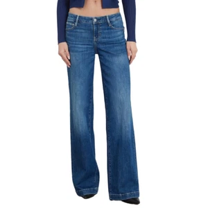 GUESS JEANS PANTALONI DONNA RAGAZZA SEXY PALAZZO LARGO VITA MEDIA W4YA96D5926 - Foto 1 di 6