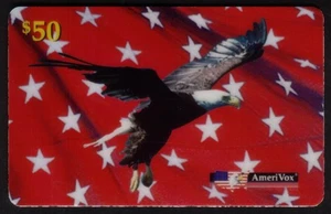 $50. Tarjeta telefónica a prueba Soaring Bald Eagle And Stars (fondo rojo) - Imagen 1 de 1