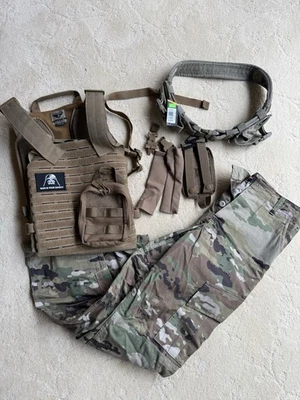 Military Solider Army Halloween Costume Set Tactical Vest, Camo Pants Belt Daddy - Image 1 of 3