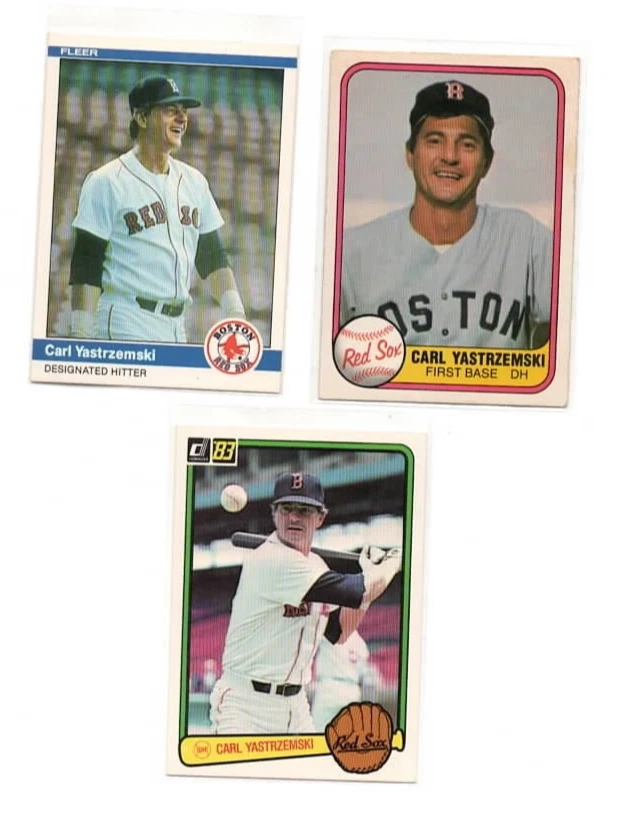 (LOTE DE 3) CARL YASTREMSKI 1983 DONRUSS, 1981 FLEER, 1984 FLEER (RED SOX) Foto 1 de 1