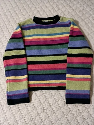 Vtg Talbot Kids Girls Sz 10 Cotton Colorful Striped Cable Knit Sweater - Image 1 of 4