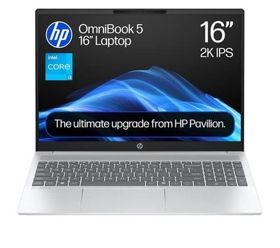 HP OmniBook 5 16" Laptop - Intel Core i3, 512 GB SSD, Silver - REFURB-B - Image 1 of 4