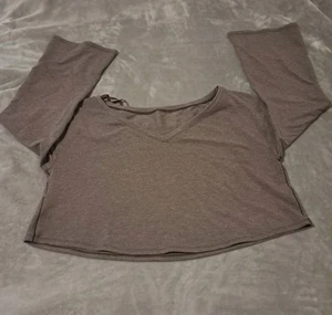 Top corto Lululemon Show Your Depth manga larga jaspeado antiguo corteza talla L. - Imagen 1 de 9