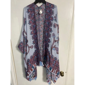 Chico’s women’s embroidered poncho shawl kimono one size bohemian beachy - Picture 1 of 3