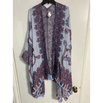 Chico’s women’s embroidered poncho shawl kimono one size bohemian beachy - Image 1 of 3