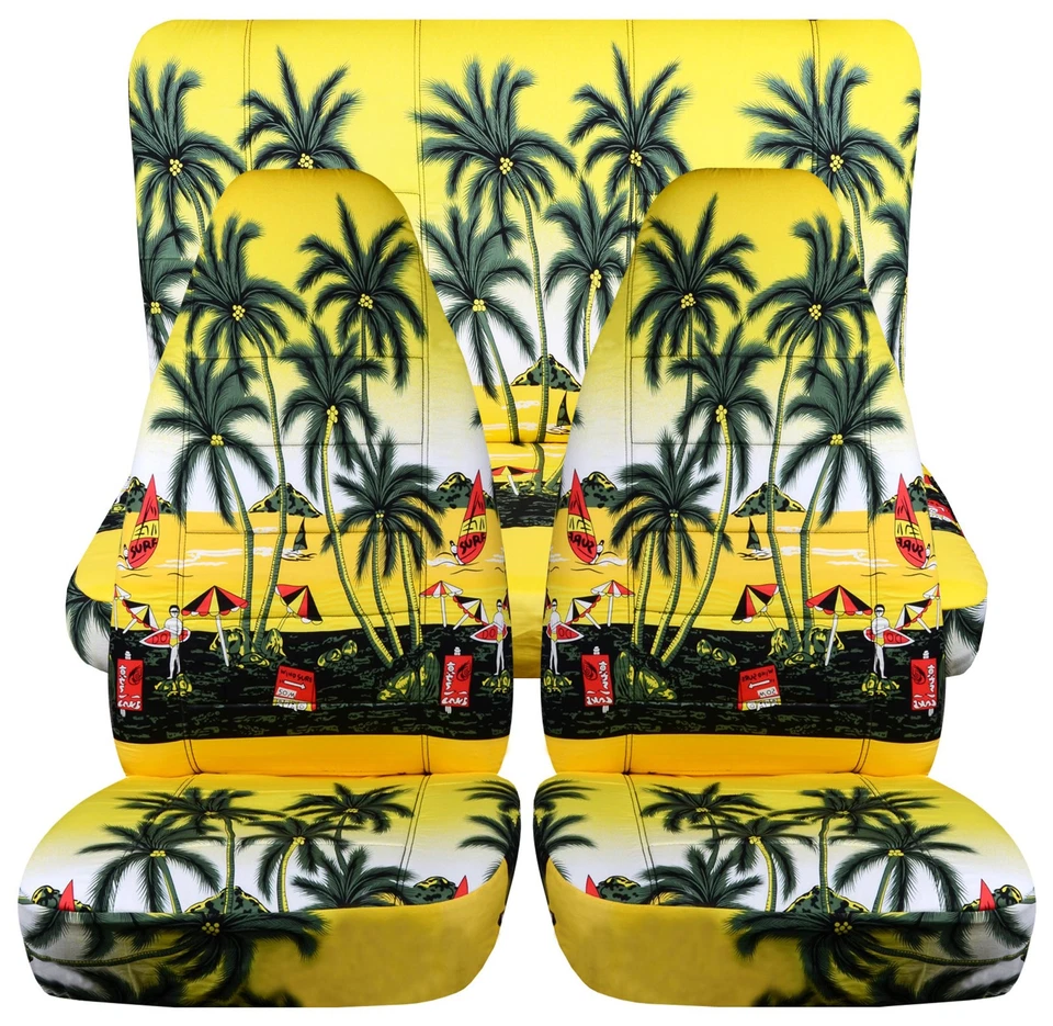 Bonitas fundas de asiento delanteras y traseras con estampado Hawaill para Jeep Wrangler LJ 2003-2006 Foto 1 de 1