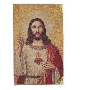 Sacred Heart of Jesus 2 SIDED Tapestry Notepad Prayer Journal 5 1/2" x 3 1/2" - Picture 1 of 6
