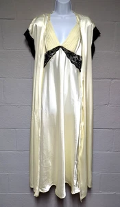 Conjunto Maxi Camisón y Bata Luna de Miel Ivy & Annabelle Íntimates Marfil Silp Talla L - Imagen 1 de 14