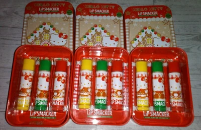 3 Hello Kitty Lip Smackers Tins Gingerbread Strawberry Shake Banana Creme Pie - Image 1 of 2