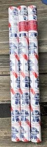 3 rolls Pabst Blue Ribbon Gift Wrapping Paper 30 Sq.ft each Licensed - Picture 1 of 3