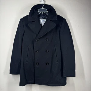 Vintage US Navy Wool Peacoat Sz 40 R Black DSCP Quarterdeck Made in USA - Picture 1 of 20