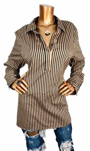 Chico's 4 or 1X Plus Top NWT $99 Striped Stretch 1/2 Button Up Shirt Tunic Sexy - Picture 1 of 9