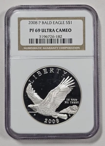 COMMEMORATIVE SILVER DOLLAR: 2008-P BALD EAGLE NGC PF69 (996) - Picture 1 of 2