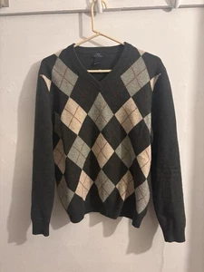 Brooks Brothers 346 Lambswool V Neck Argyle Pullover Grün Rot Sweater Gr. M - Bild 1 von 11