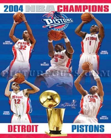Detroit Pistons 2004 NBA Finals Championship Picture Plaque Cover