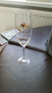 Happy 50th Golden Anniversary Champagne Glass - Picture 1 of 1