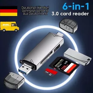 6 in 1 Kartenleser Speicherkartenleser USB 3.0 Typ-C Leser SD OTG Adapter Micro - Bild 1 von 5