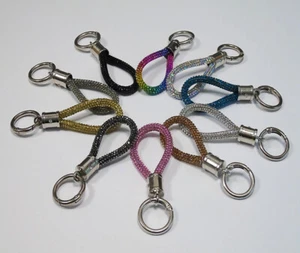 MINI Schlüsselanhänger SCHLAUFE //14cm // Glitzerkordel / FARBE WÄHLBAR - Picture 1 of 20