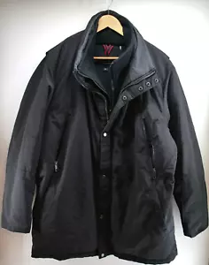 Andrew Marc Black Double Zipper Heavy Long Jacket Size 2XL PCM Schoeller - Picture 1 of 13
