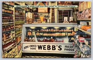 Delicatessen in Webb's Drug Store St. Petersburg Florida FL Interior c1940 PC - Picture 1 of 2