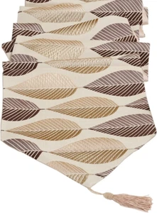 Elegant Short Leaf Jacquard Table Runners for Home Decorative Coffee Table - Picture 1 of 12