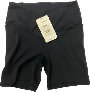 Fabletics High Waisted Oasis Crossover Shorts Womens Size S 6 Inch Black - Picture 1 of 13