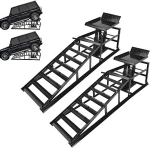 2 Pack Hydraulic Car Ramps Low Profile Lift Service Ramps Truck Trailer Garage - Picture 1 of 8