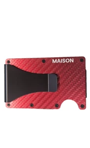 Men's RFID Blocking Money Clip Minimalist Slim Card Holder Red - Picture 1 of 4
