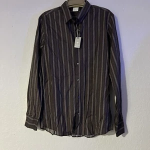 Primo Emporio Langarmshirt mit Knopfleiste braun Herringbone Design Größe XL Neu mit Etikett - Bild 1 von 8